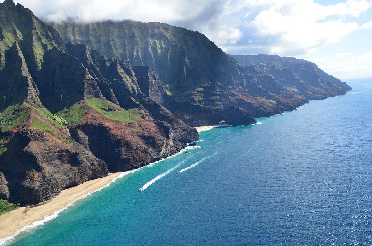 aerial view of kalalau hawaii