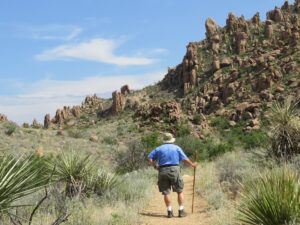 A man hiking a trail like Murray Canyon