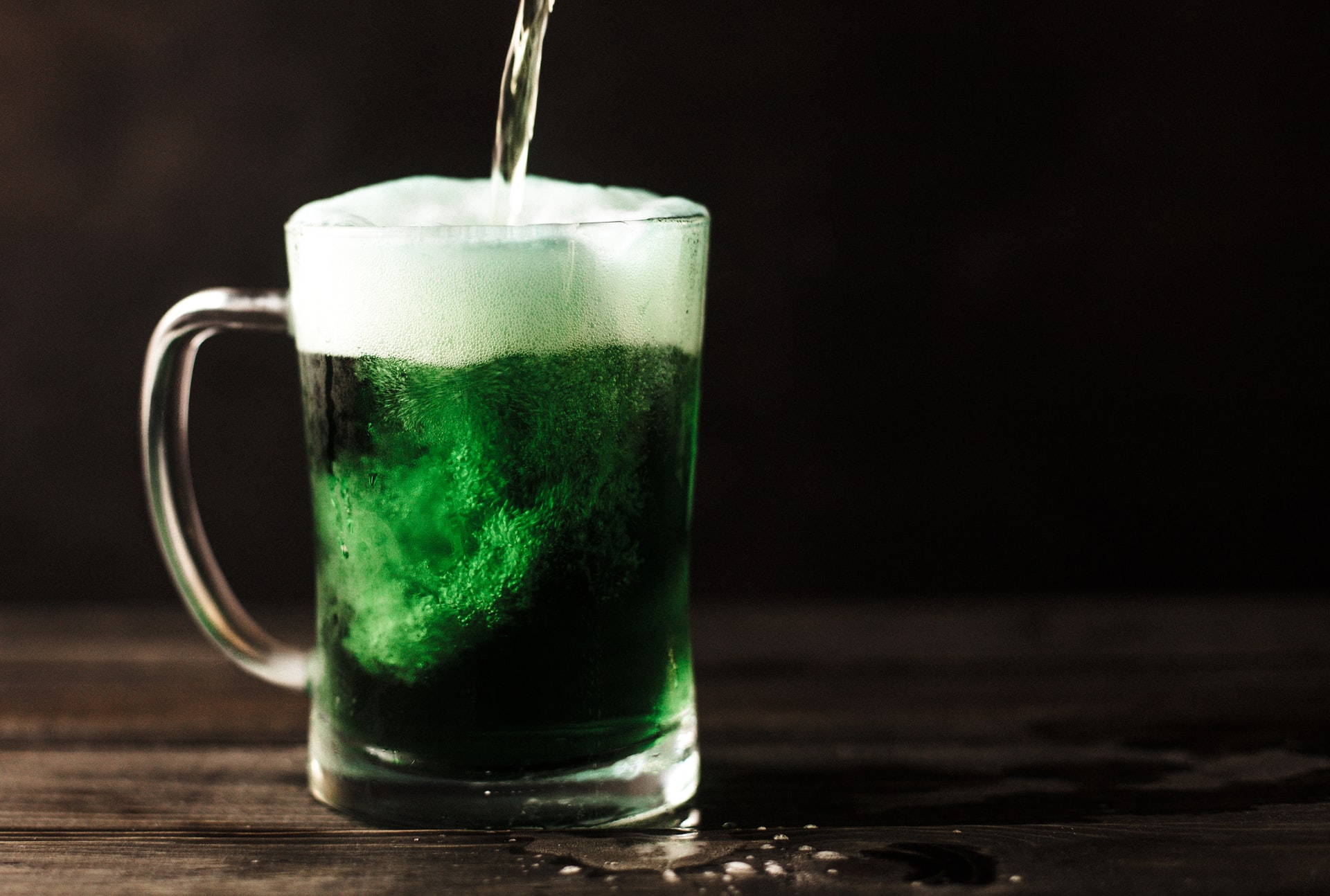 green beer being poured