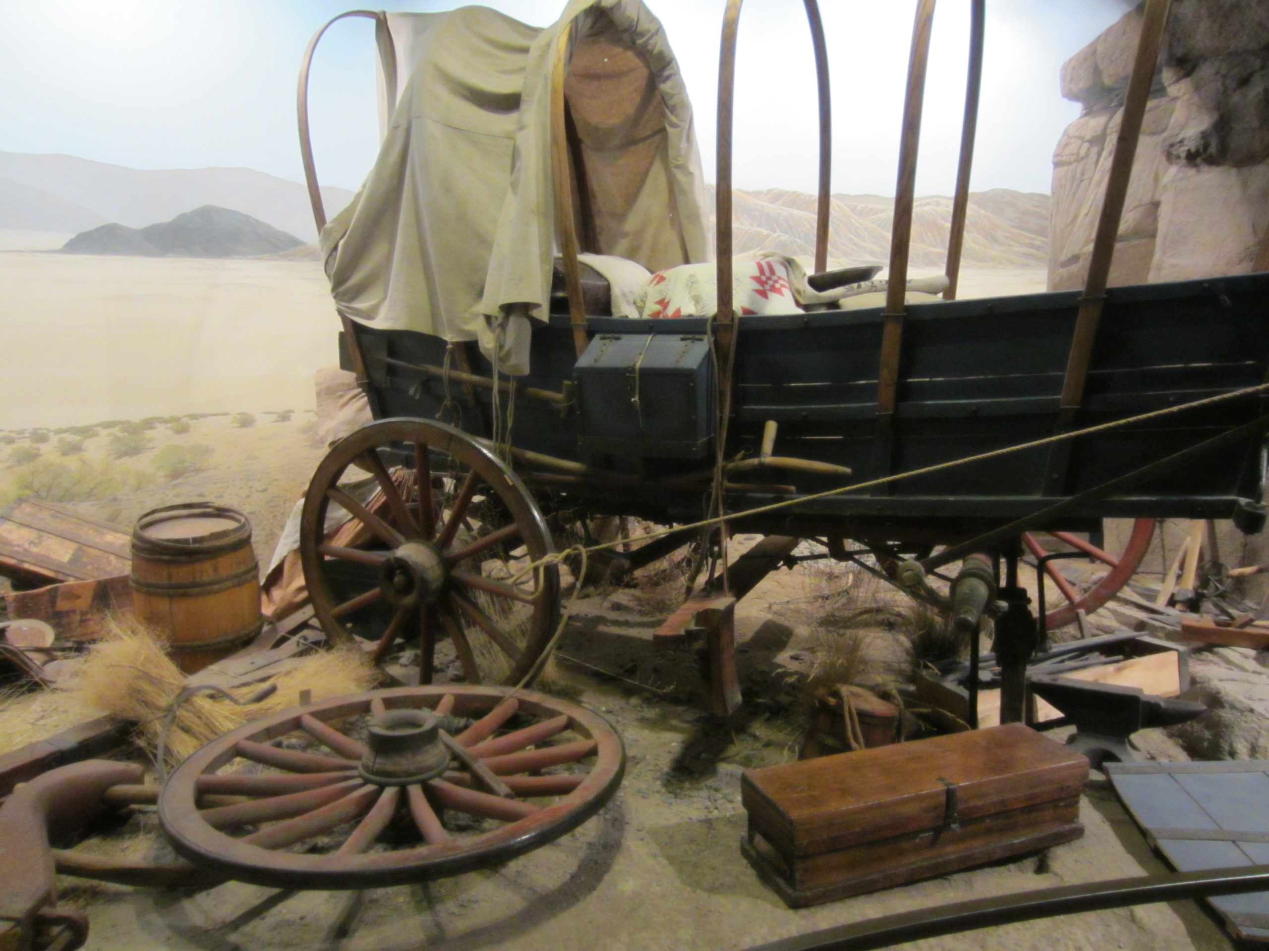old covered wagon display