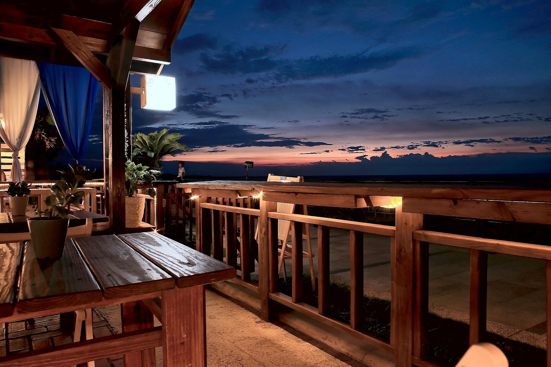 beach restaurant at night