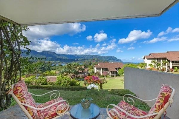 Views from the patio of this hanalei bay vacation rental